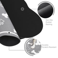 Voanos dog-cat food mat with rubber-backed non-slip bottom stays in place