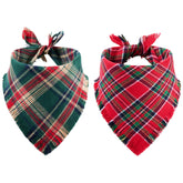 VOGUSON Christmas dog bandana tassels red plaid for festive styling and photo props.