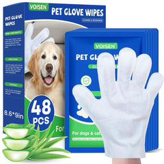 VOISEN Pet Glove Wipes packaging shows convenient reseal for quick pet cleaning.