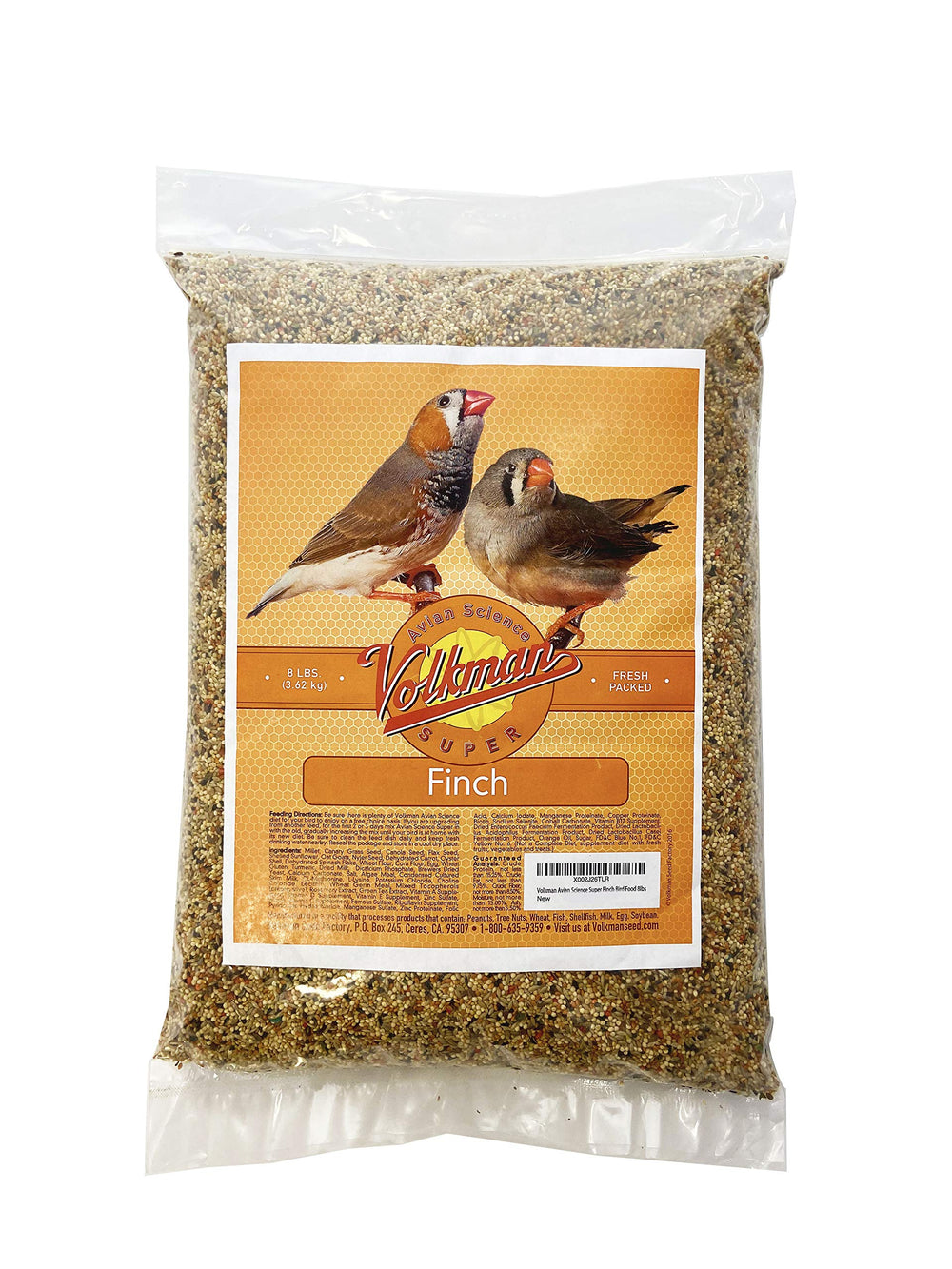 Volkman AS Super Finch Bird Food bag promotes balanced nutrition for finches.