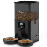 Voluas automatic cat feeder with two bowls enables synchronized meals for two cats.