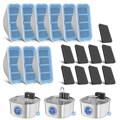 Voluas replacement filters 9-pack visible with carbon media for clean-tasting water.