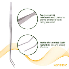 VORESTIC stainless-steel aquarium tweezers, corrosion-resistant for long-lasting use.