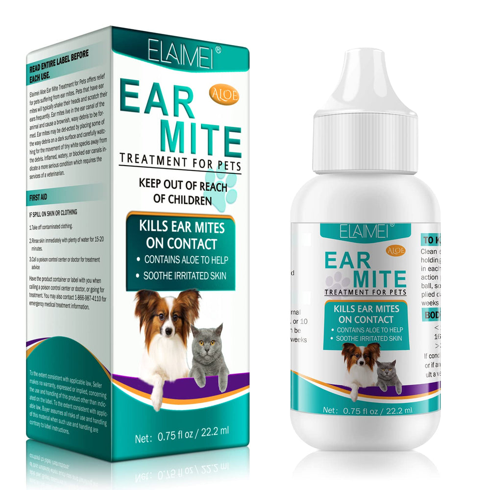 VOSIFSDIY ear-mite-treatment bottle-pour provides aloe soothing relief for irritated ears.