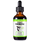 VOSIFSDIY Liquid Dog Probiotic bottle closeup highlighting natural gut support for dogs