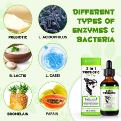 VOSIFSDIY Liquid Dog Probiotic bottle label emphasizing ingredient transparency for dog health