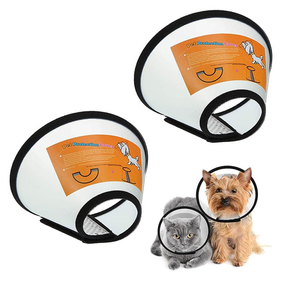 VOVIGGOL 2-pack cat cone size M-6 neck secures post-surgery protection