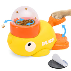 VOXGET duck puzzle toy side view demonstrates engaging mental stimulation during mealtime.
