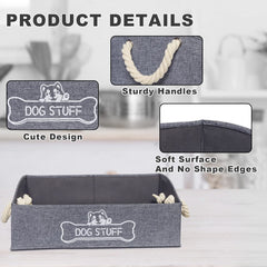 Vumdua dog toy box side view highlights built-in handles and grip.