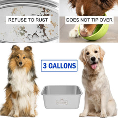 Vumdua stainless steel dog bowl shows dishwasher-safe design for easy cleaning after meals.