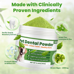 VUN Dog Dental Powder sprinkled on kibble for easy dosing