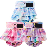 VUNCESSIN reusable dog diapers pack3 pattern1 on a medium female dog for indoor leak protection.