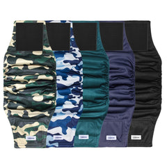 VUNCESSIN reusable dog diapers pack of five patterns for training versatility.