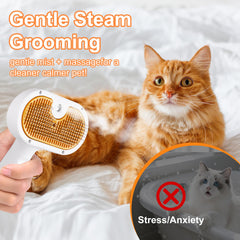 VVWVVW Pet Steam Brush hair-removal action demonstrates efficient fur removal