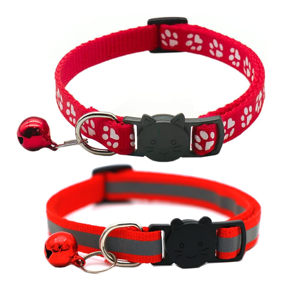 VZSRWGK 2-pack cat collars with paw print design for daily wear.