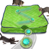 Waaiio interactive cat toy ball in pouch showing hidden-chase action for indoor cats