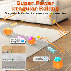 Waaiio cat toy ball side view demonstrates auto rolling motion for curious cats.