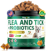 Wagmee cat chews packaging showcases easy daily flea and tick care.