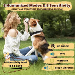 Wagnation bark collar LED display shows mode and sensitivity in real time.