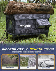 Wagstro heated cat house escape door and monitor-ready setup