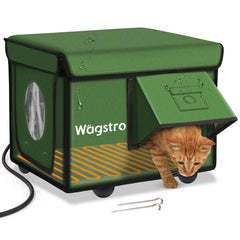 Wagstro heated cat house outdoor-setup offers durable weatherproof shelter for cold weather.