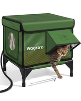 Wagstro heated cat house outside front view highlights durable outdoor shelter for cats