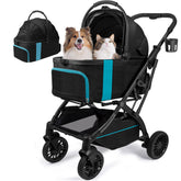 WagvyGo small dog stroller folds with carrier attached for compact storage