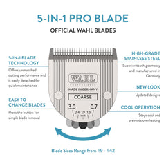 Wahl 5-in-1 adjustable blade showing the #9 setting for versatile grooming.