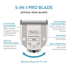 Wahl blade made in Germany, high-grade stainless steel for durability