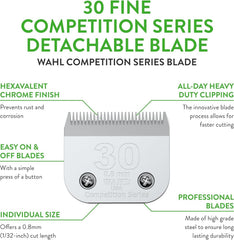 Wahl 30 fine blade chrome finish highlights rust resistance and shine.