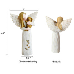Waifugal dog memorial angel statue closeup highlights graceful resin craftsmanship