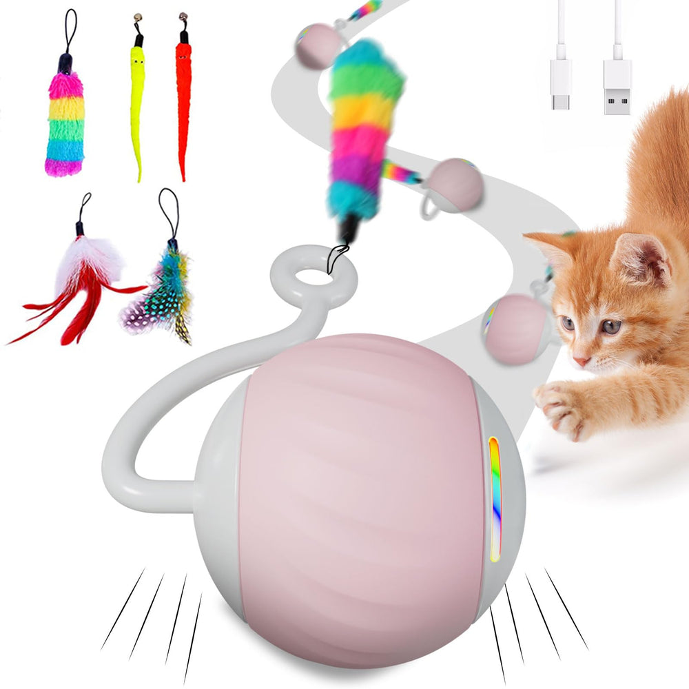WAKHJAKT automatic moving ball with LED rainbow lights boosts indoor cat engagement