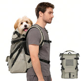 Wakytu dog backpack carrier front view for secure, hands-free travel