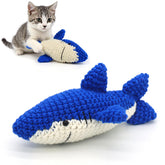WaoDoing catnip and bell fish toy, hand-crocheted to engage indoor cats with scent and sound.