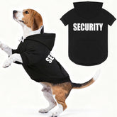 Waoduld dog hoodie back with SECURITY print for bold, durable styling.