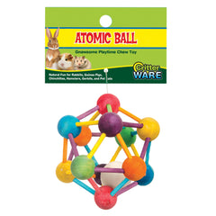Ware Manufacturing Atomic Ball wood chew toy outer view offers natural wood and safe coloring
