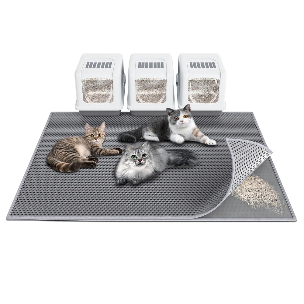 Waretary cat litter mat 47x36 provides large coverage under box to catch stray litter