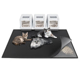 Waretary cat litter mat top view shows large 47x36 size trapping litter effectively.