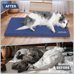 Warfort waterproof cover dog bed blue interior shows PVC layer protecting foam.