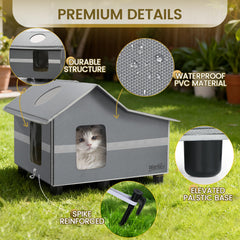 WARKEY foldable cat house shows quick setup and flat storage for seasonal use