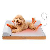 WARKEY heated dog bed cover closeup highlights waterproof fabric for easy cleaning