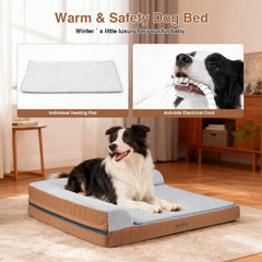 WARKEY heated dog bed memory foam demonstrates supportive orthopedic comfort