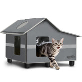 WARKEY outdoor cat house with waterproof fabric keeps feral cats dry in rain