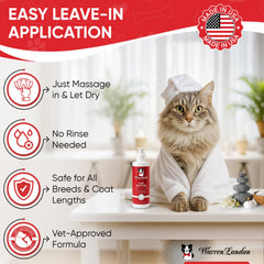 Warren London Cat Hydrating Butter bottle close-up emphasizing leave-in application.