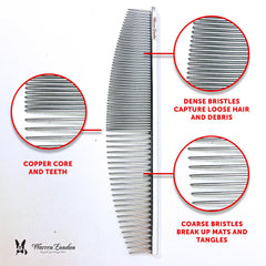 Warren London Copper Crescent Comb teeth closeup emphasizes snag-free design for smooth detangling