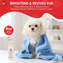 Warren London tear stain remover helps brighten fur on white dogs.