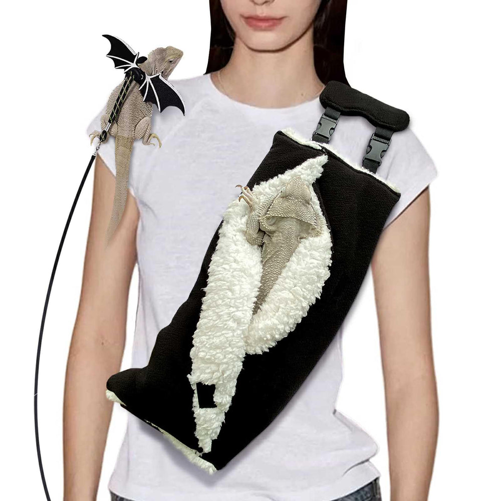 WATFOON adjustable fluffy bearded dragon sling interior cozy lining for small pets