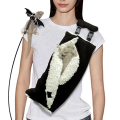 WATFOON adjustable fluffy bearded dragon sling interior cozy lining for small pets