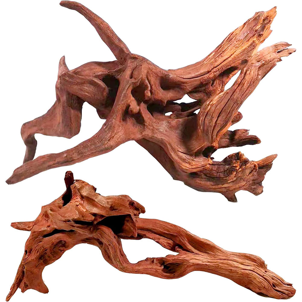 WDEFUN driftwood two-piece aquarium decor with natural texture creates a striking tank landscape.