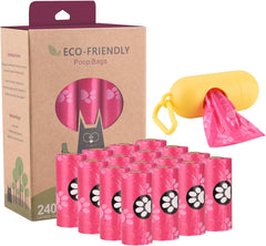 WDFAACK biodegradable poo bags with pink holder for easy dog waste disposal.
